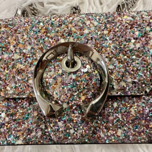 🆕  JIMMY CHOO MINI GLITTER PARIS BAG