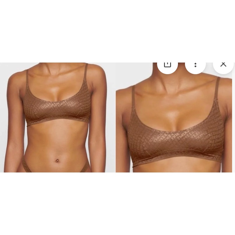 0231 NWT SKIMS LOGO MESH FOIL SKIMPY‎ TRIANGLE BRALETTE sx L *RARE