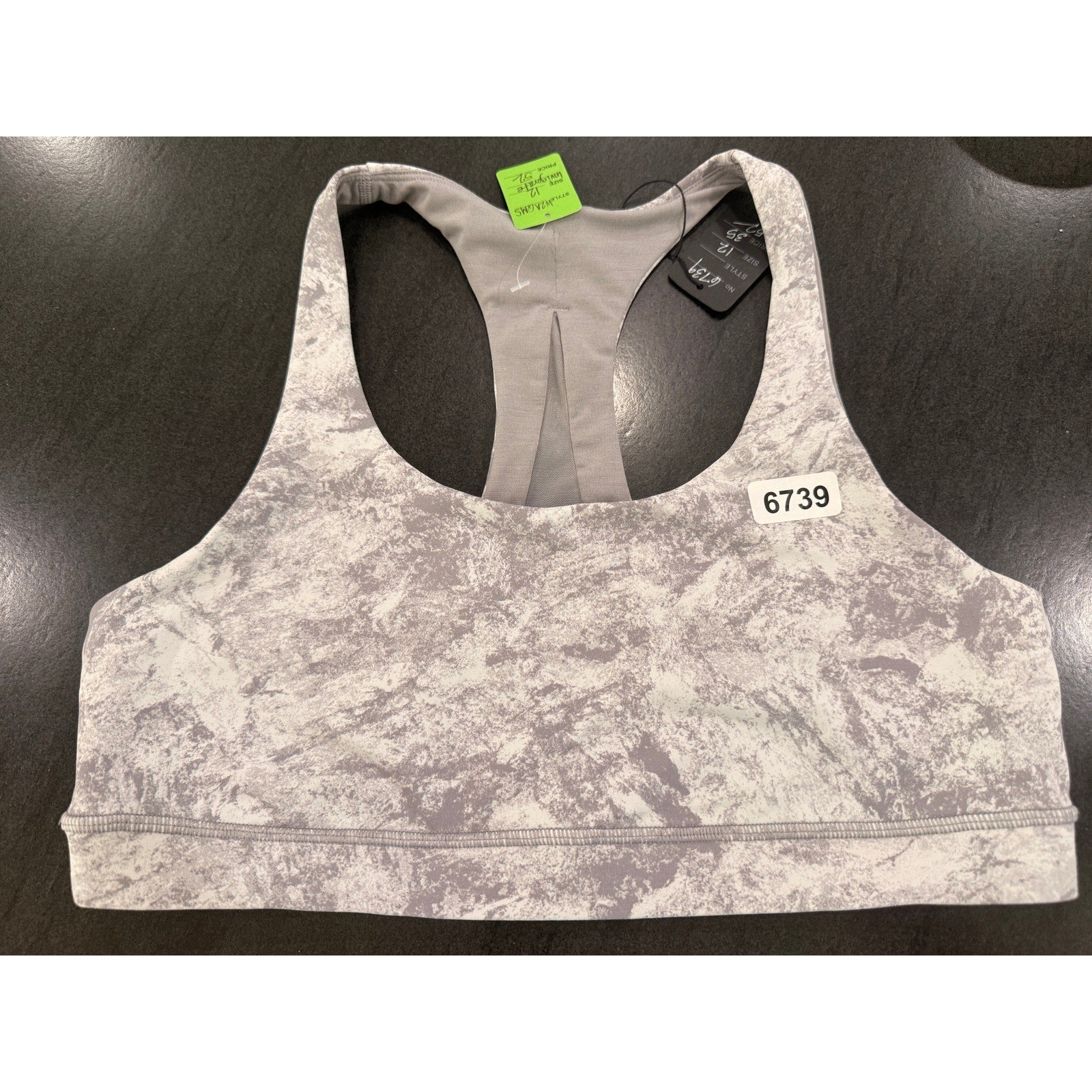 6739 - Lululemon Invigorate Bra Washed Marble Alpine White Silverscrn Sz 12