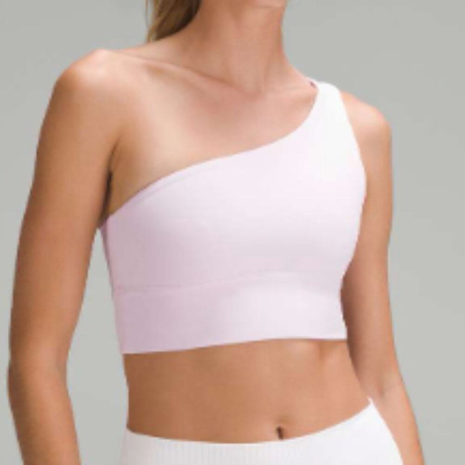 14 - Lululemon Align Asymmetrical Bra *Lt Support in Sz 6 *FLAW Meadowswt Pink