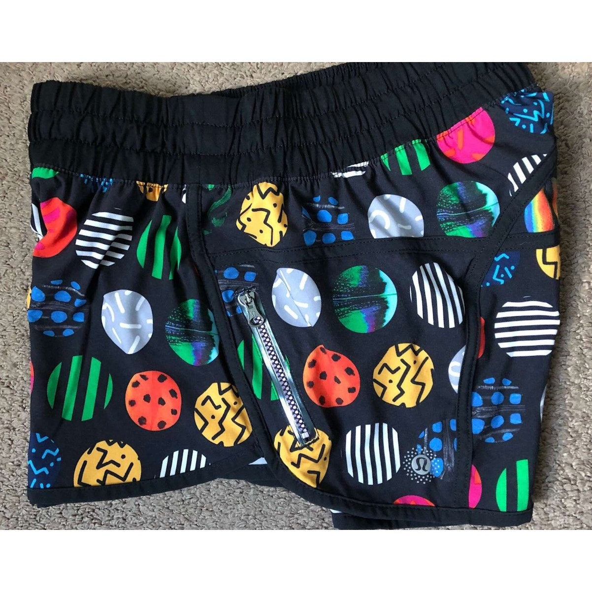 90 - LULULEMON Tracker Short III 2015 Seawheeze - PKAB / Black Sz 6 *RARE