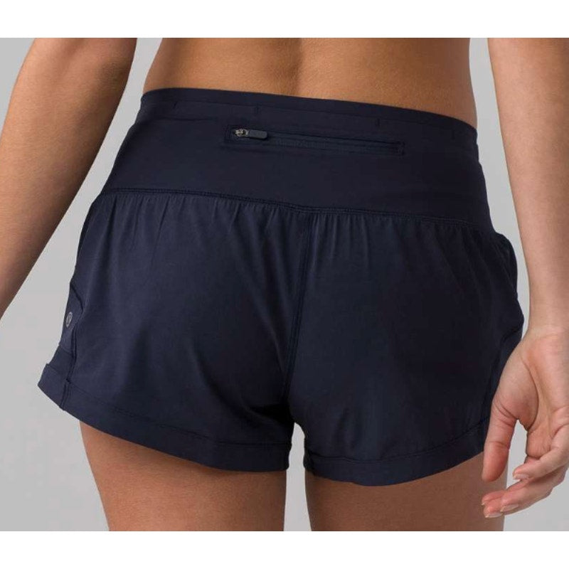 1876 Lululemon Pace Perfect Short (3") Midnight Navy Sz 8 *LOGO FADE