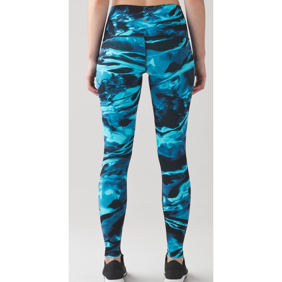 6644 LULULEMON Wunder Under Pant HR-Eng Print Nulux-Flux 50g Multi Black Sz 6