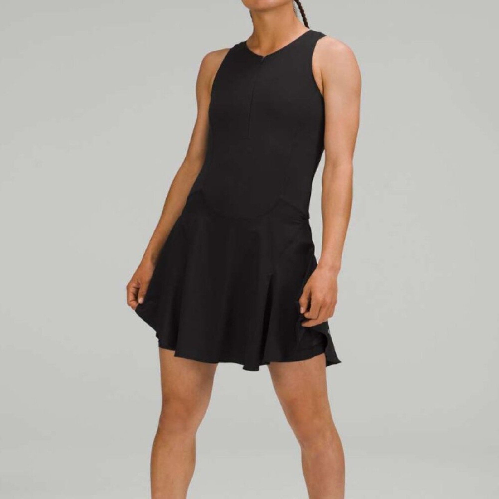 185 Lululemon Everlux Short-Lined Tennis Tank Top Dress 8" Black in Sz 4