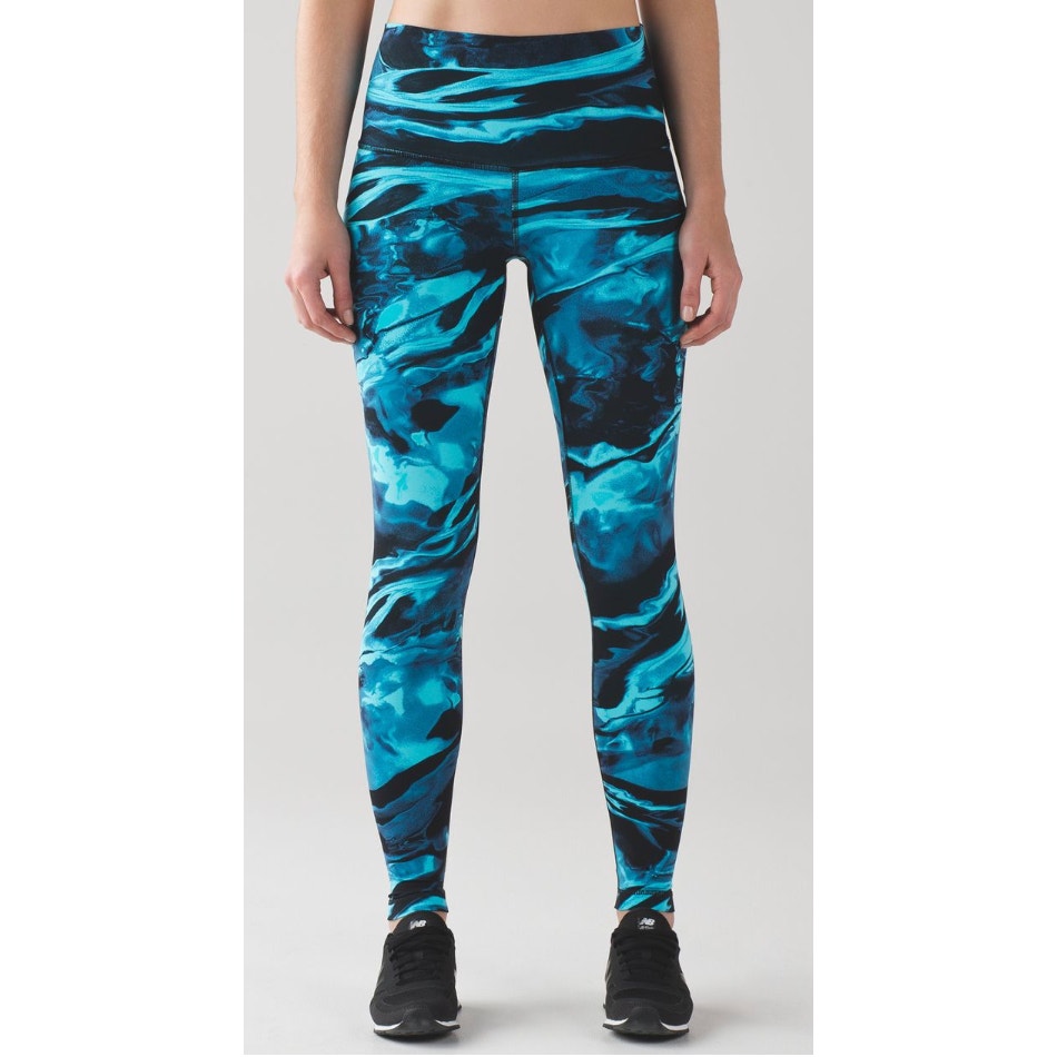 6644 LULULEMON Wunder Under Pant HR-Eng Print Nulux-Flux 50g Multi Black Sz 6