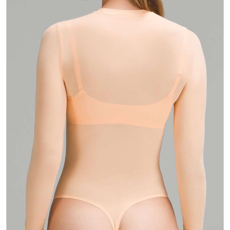 6874 Lululemon Wundermost Nulu Mesh Long-Sleeve Crewneck Bodysuit Sz S