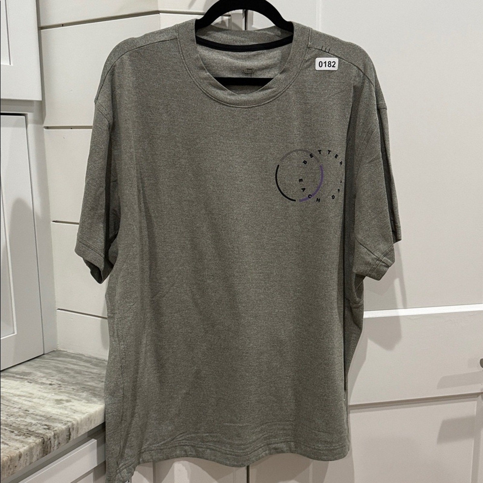 182 Lululemon Relaxed-Fit Training Short Sleeve Shirt Heathered Carob Brown Sz L/XL