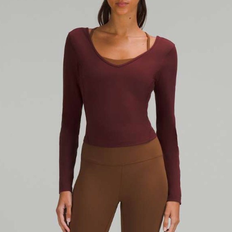6424 - Lululemon Align Long Sleeve Shirt in Red Merlot Sz 10