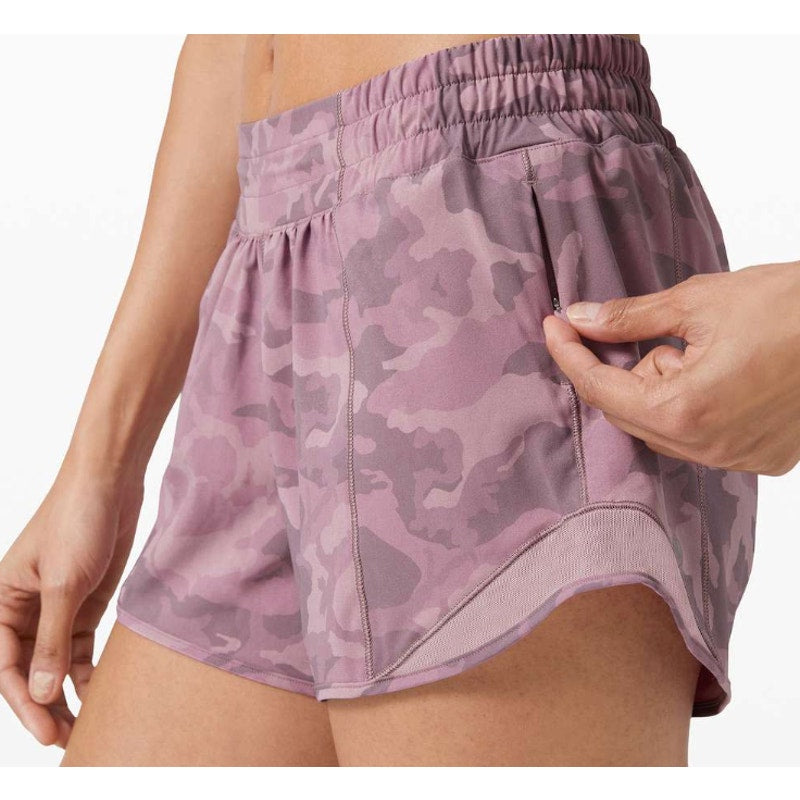 6444 Lululemon Hotty Hot Short II *Long 4" Incognito Camo Pink Taupe Sz 8 *LOVED