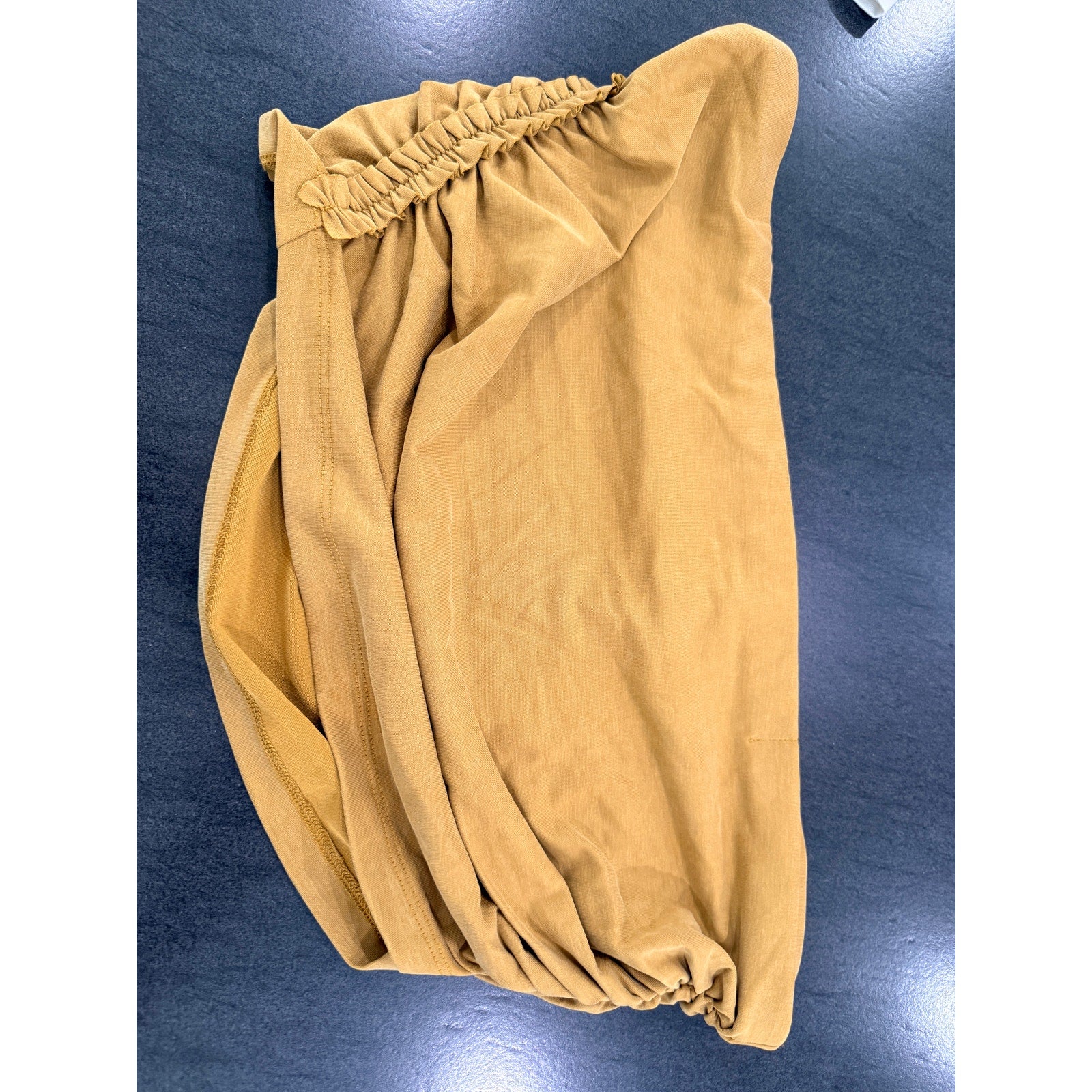 456 - ANTHROPOLOGIE The Celandine Strapless Ruched Tube Top  In Gold Sz L