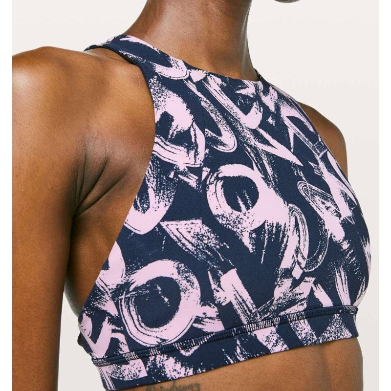 33 - Lululemon Free To Be Serene Bra *High Neck in Graffiti Pop True Navy Sz 6