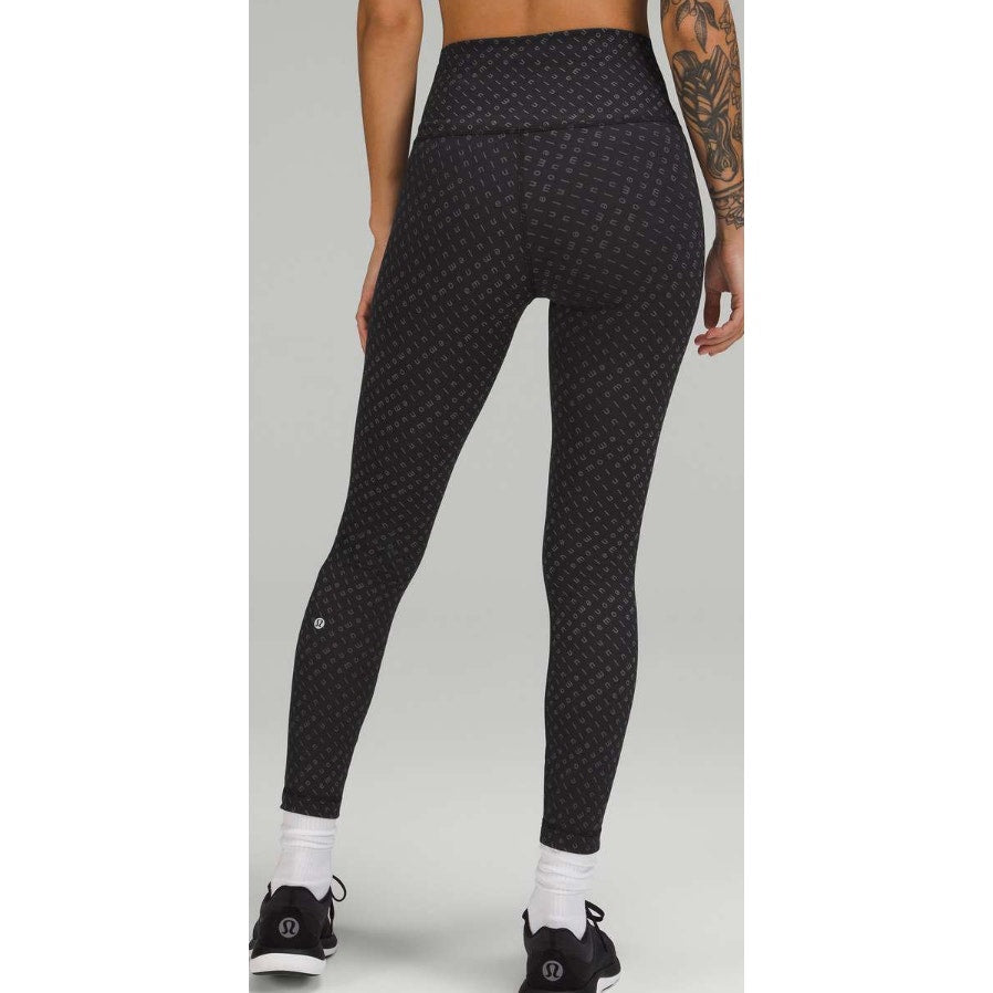 6735 Lululemon Wunder Train High-Rise Tight 25" Mirrorify Blk Sz 14 *RARE