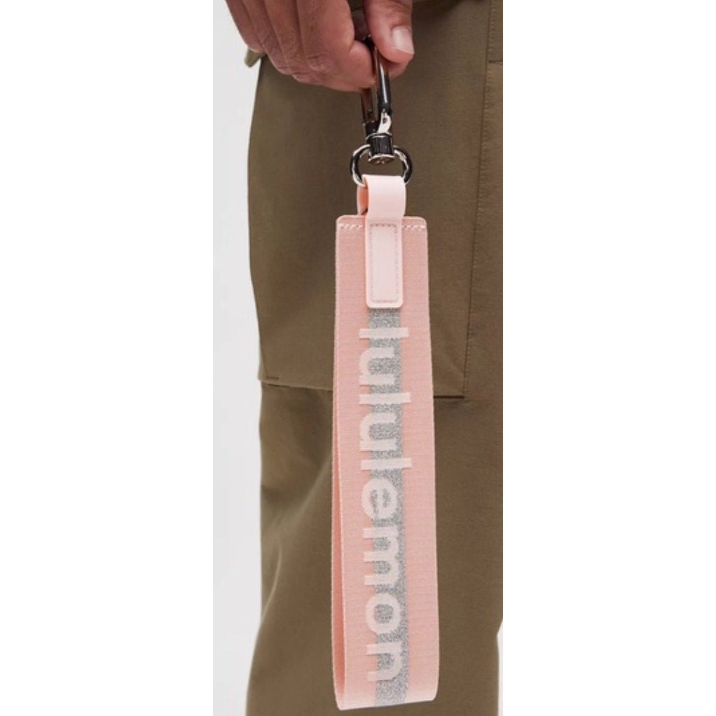 0270  NWT Lululemon Never Lost Keychain- Pink Mist/Silver *SPARKLES