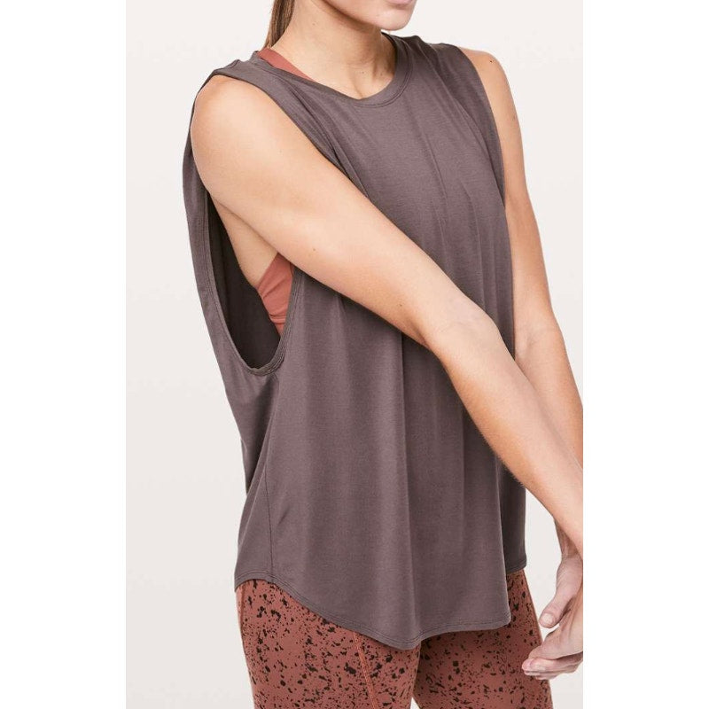 375 -Lululemon X SoulCycle Ride & Reflect Muscle Tank- Purple Taupe Sz 8