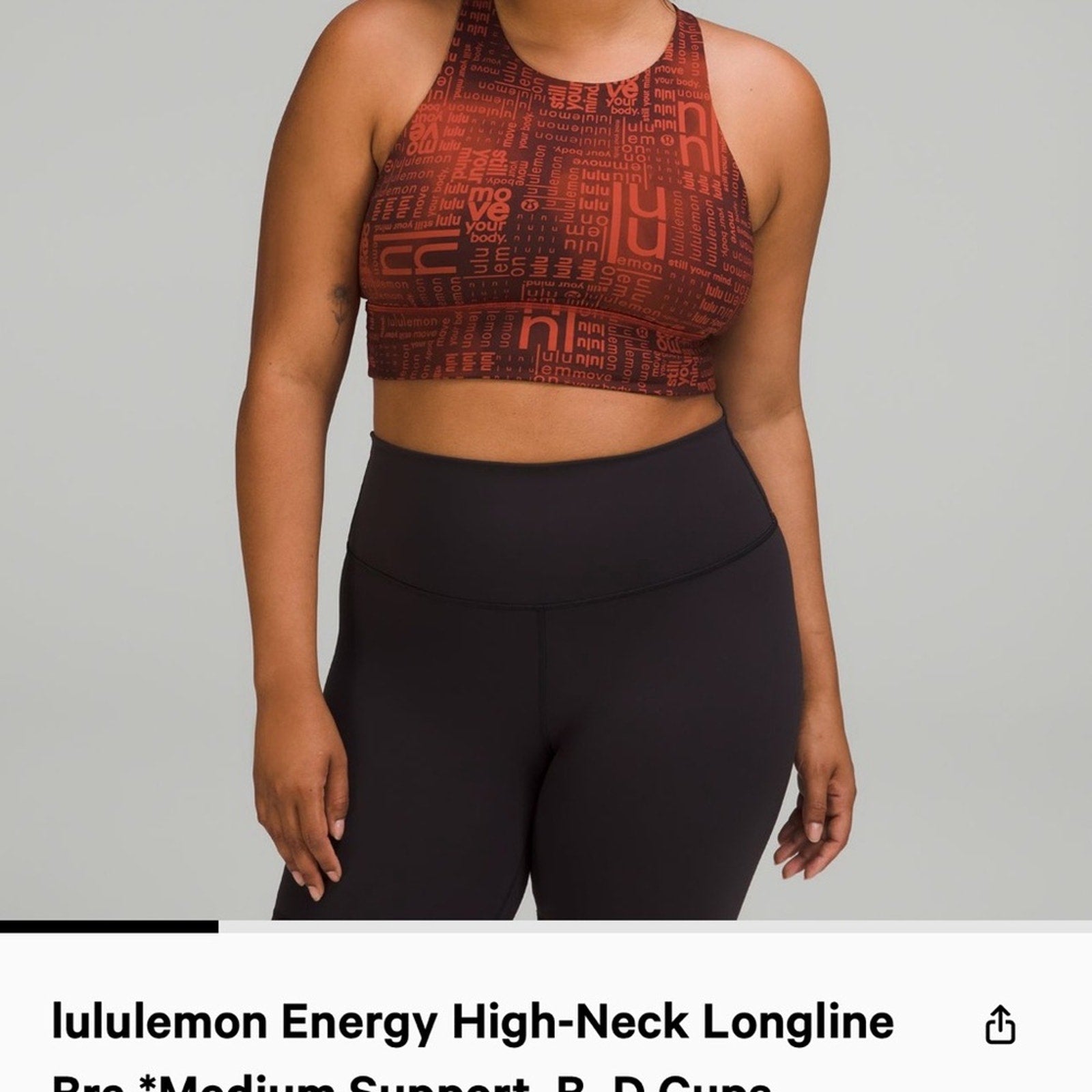 6618 NWT Lululemon Energy High-Neck Longline Bra *Medium Support Sz 4