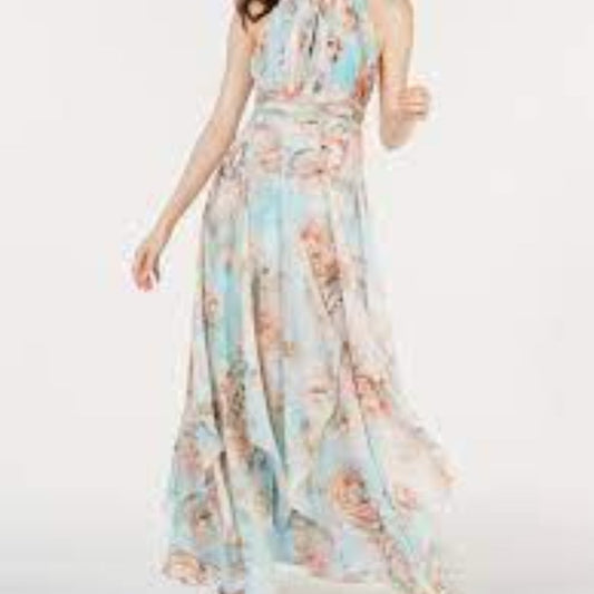 (76) CALVIN KLEIN TIERED LAYERED GOWN Sz 10