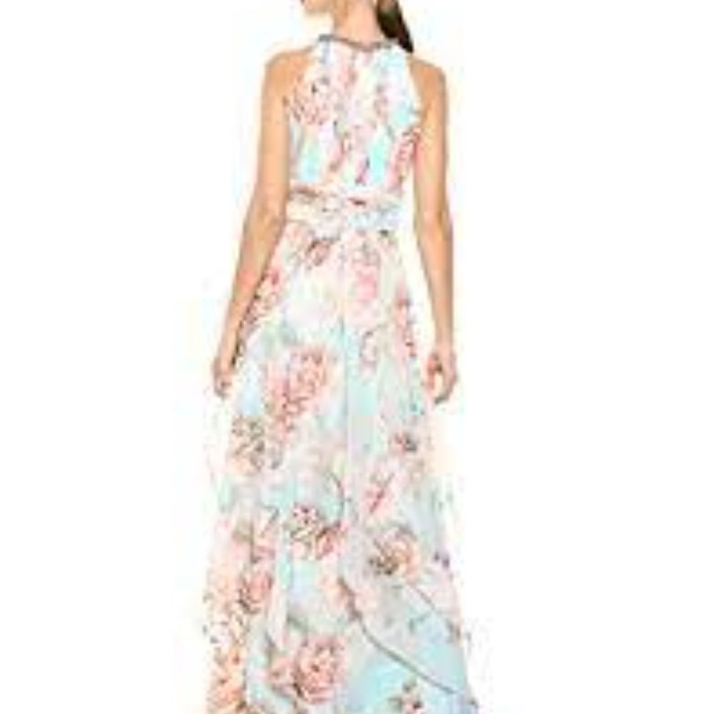 (76) CALVIN KLEIN TIERED LAYERED GOWN Sz 10