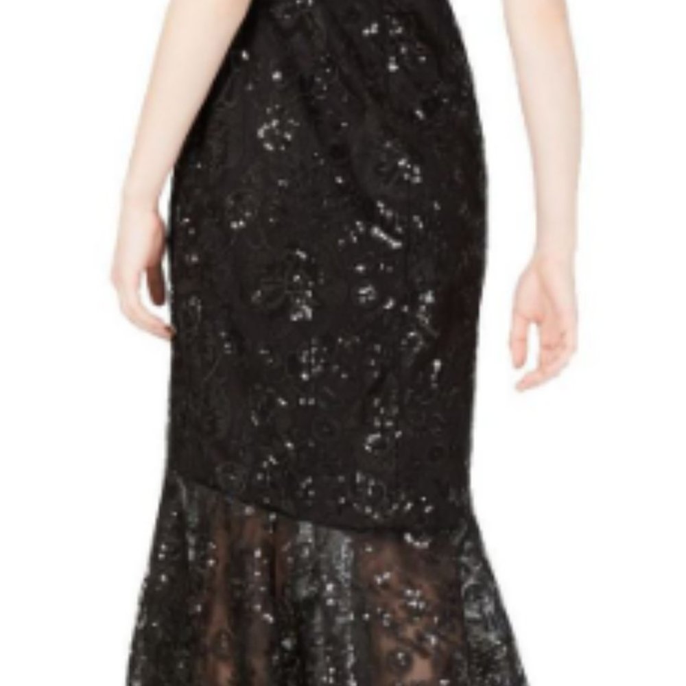 CALVIN KLEIN Women's Black Sequin-embroidered Mermaid Ball Gown Dress Sz 6