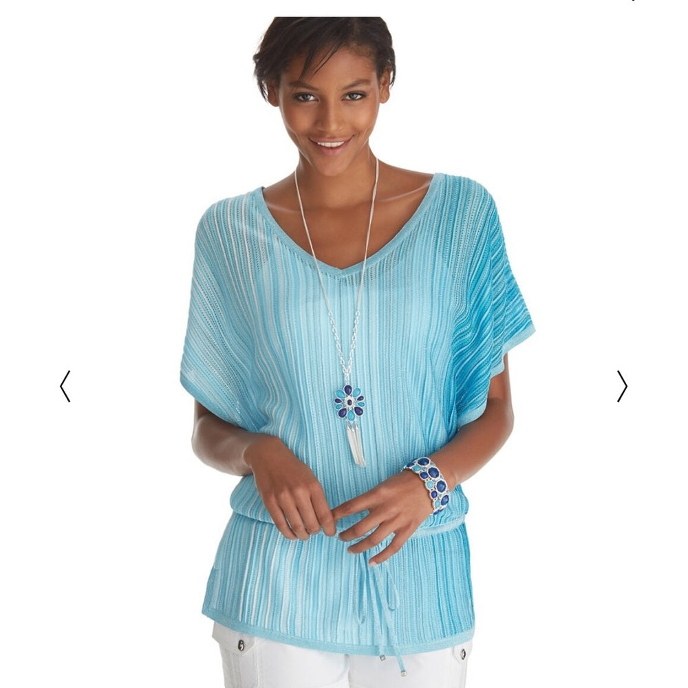 (004) Double V neck pullover w/ tie size XS