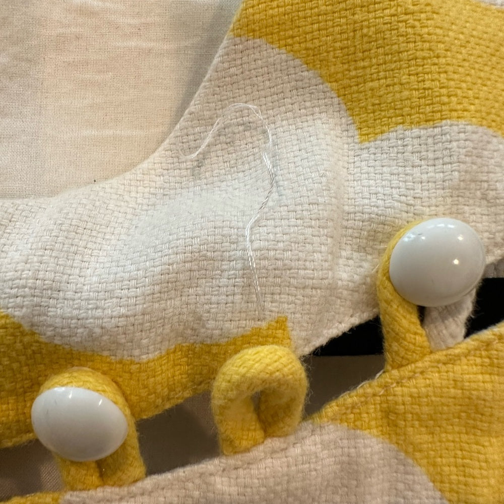 Lilly Pulitzer Linen Shift Dress Yellow Polka Dot Mod Buttons Sleeveless Sz 8