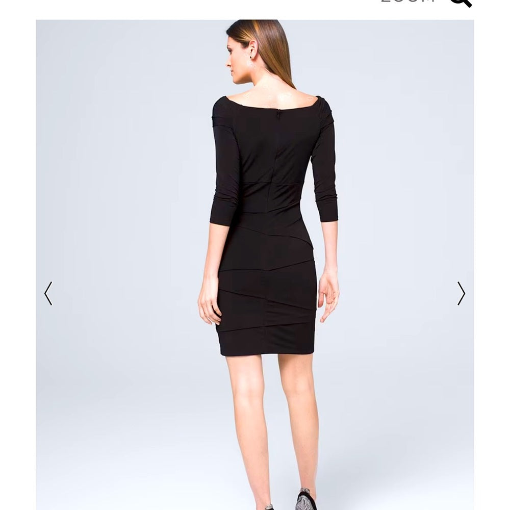 NWT WHBM Off-The-Shoulder Tiered Black Instantly Slimming Dress Sz 8