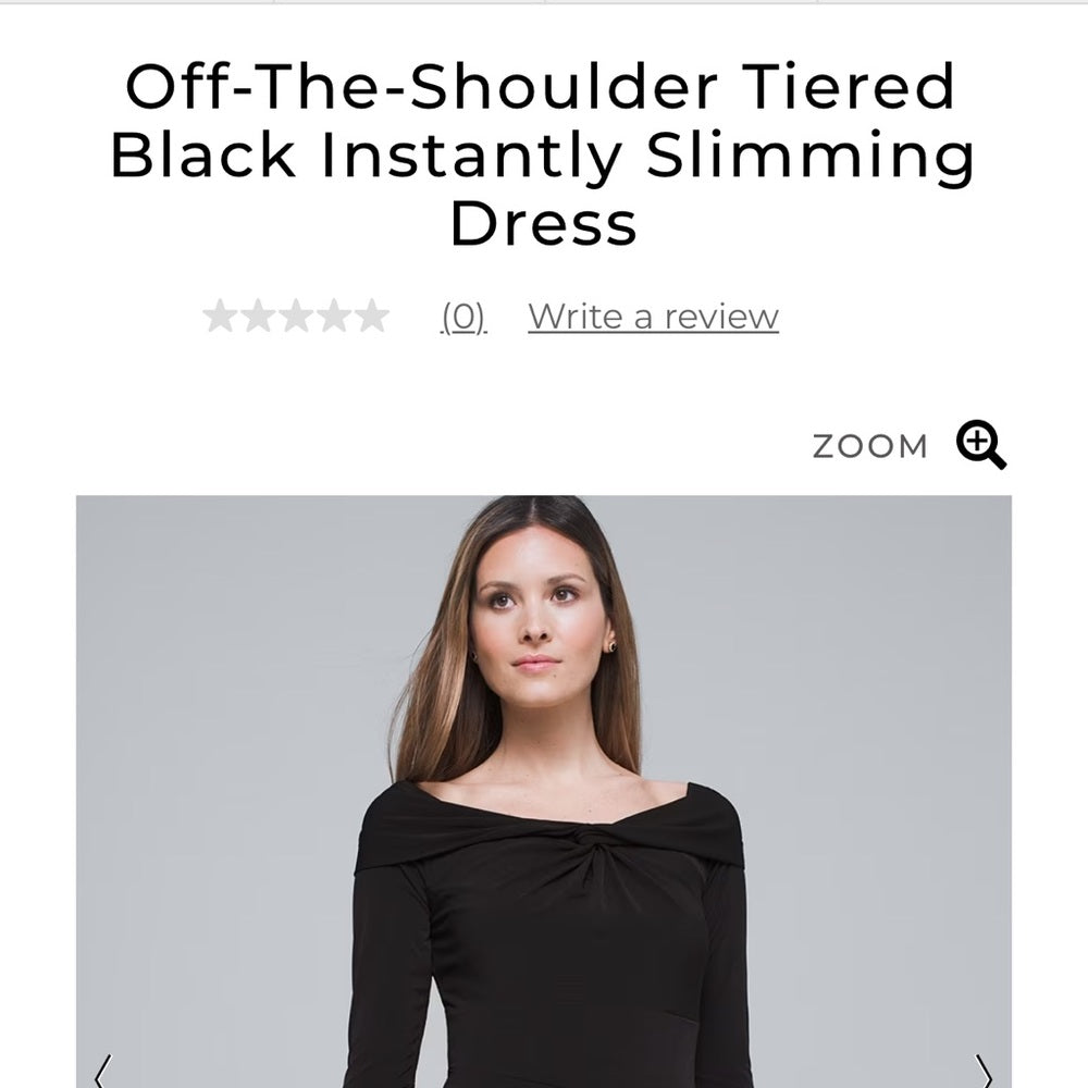 NWT WHBM Off-The-Shoulder Tiered Black Instantly Slimming Dress Sz 8