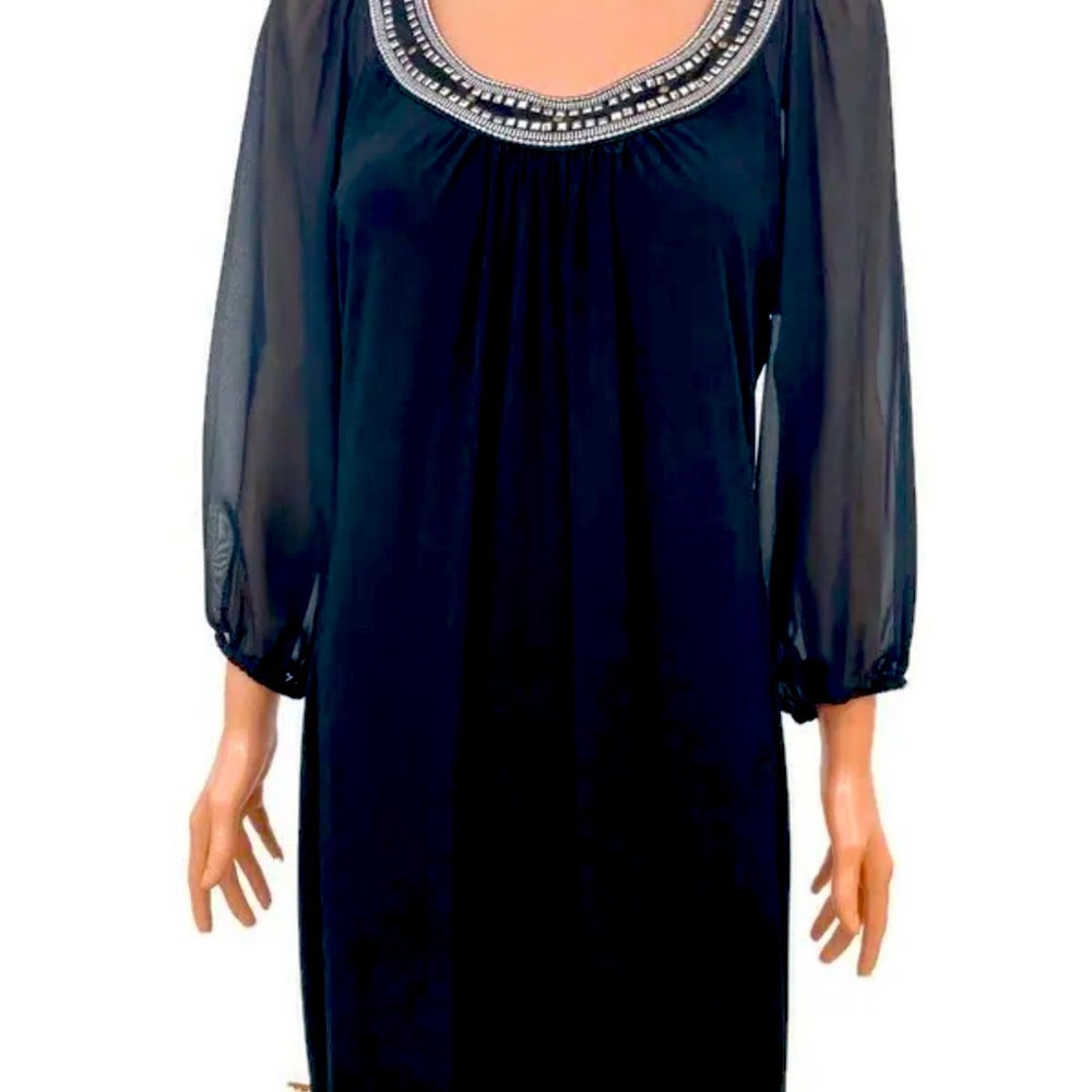 WHBM DRESS WITH EMBELLISHMENTS AROUND COLLAR Sz S