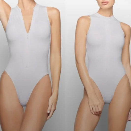 (2235) SKIMS  NWT SIGNATURE SWIM  ZIP FRONT SLEEVELESS ONE PIECE **RARE
