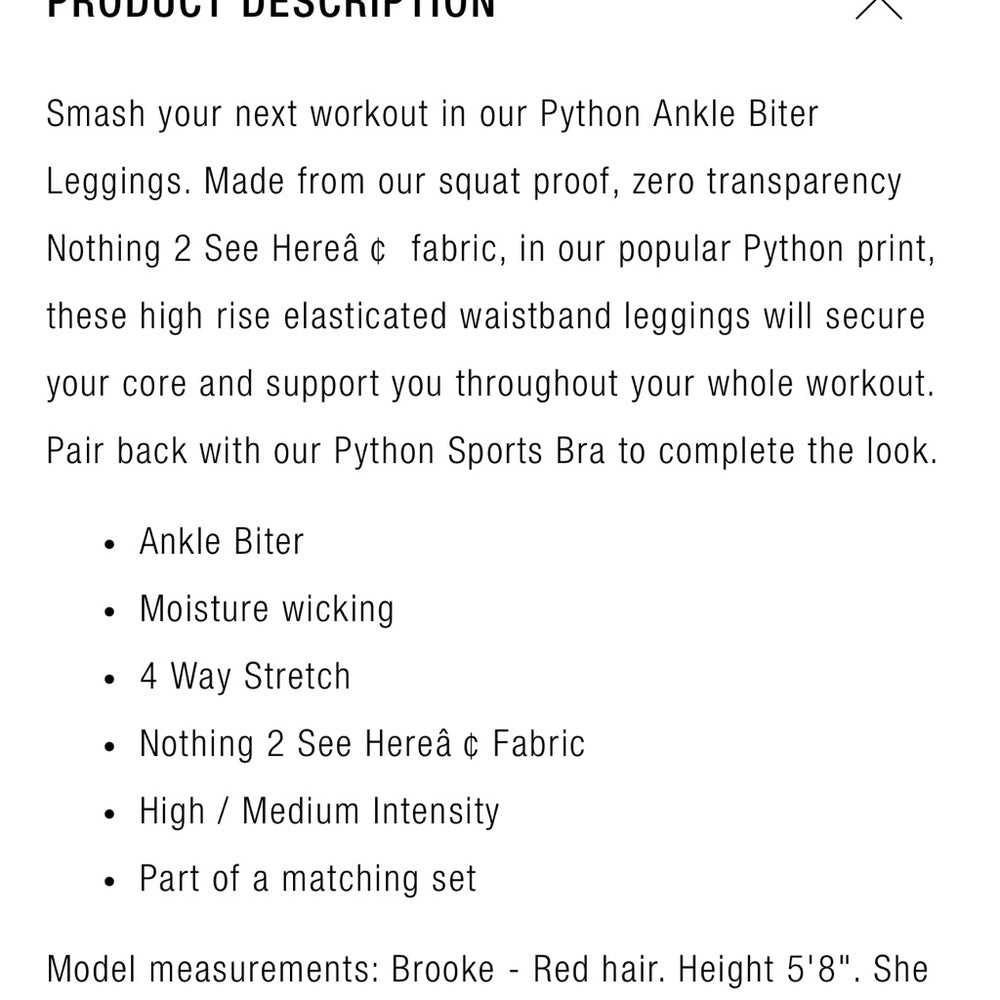 (1154) Lorna Jane python ankle biter leggings