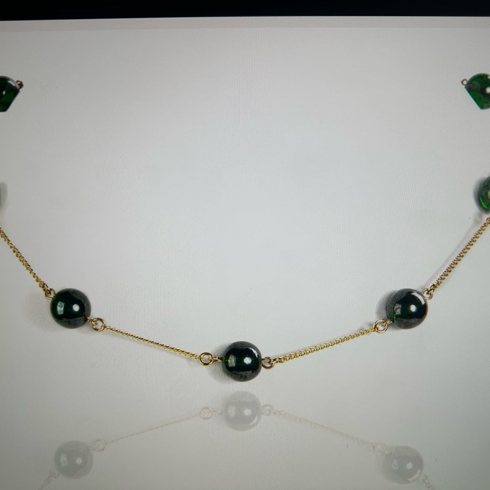 NWT VSA - Angel Butterfly Beaded Choker Necklace - Marbled Emerald