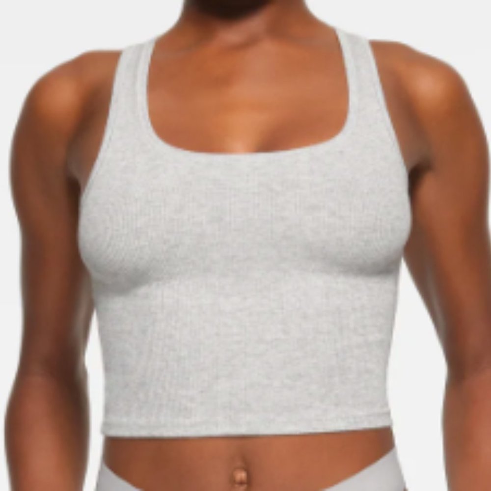 (2249) SKIMS COTTON RIBBED TANK - LIGHT HEATHER GREY