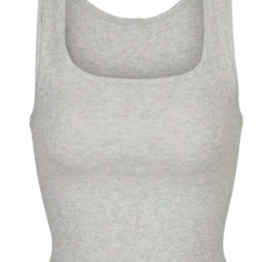 (2249) SKIMS COTTON RIBBED TANK - LIGHT HEATHER GREY