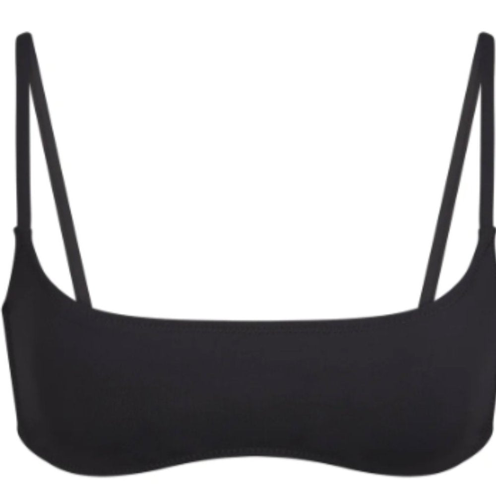 (2357) SKIMS RECYCLED SWIM MICRO SCOOP BIKINI TOP - ONYX - M (SIZE SOLD OUT)