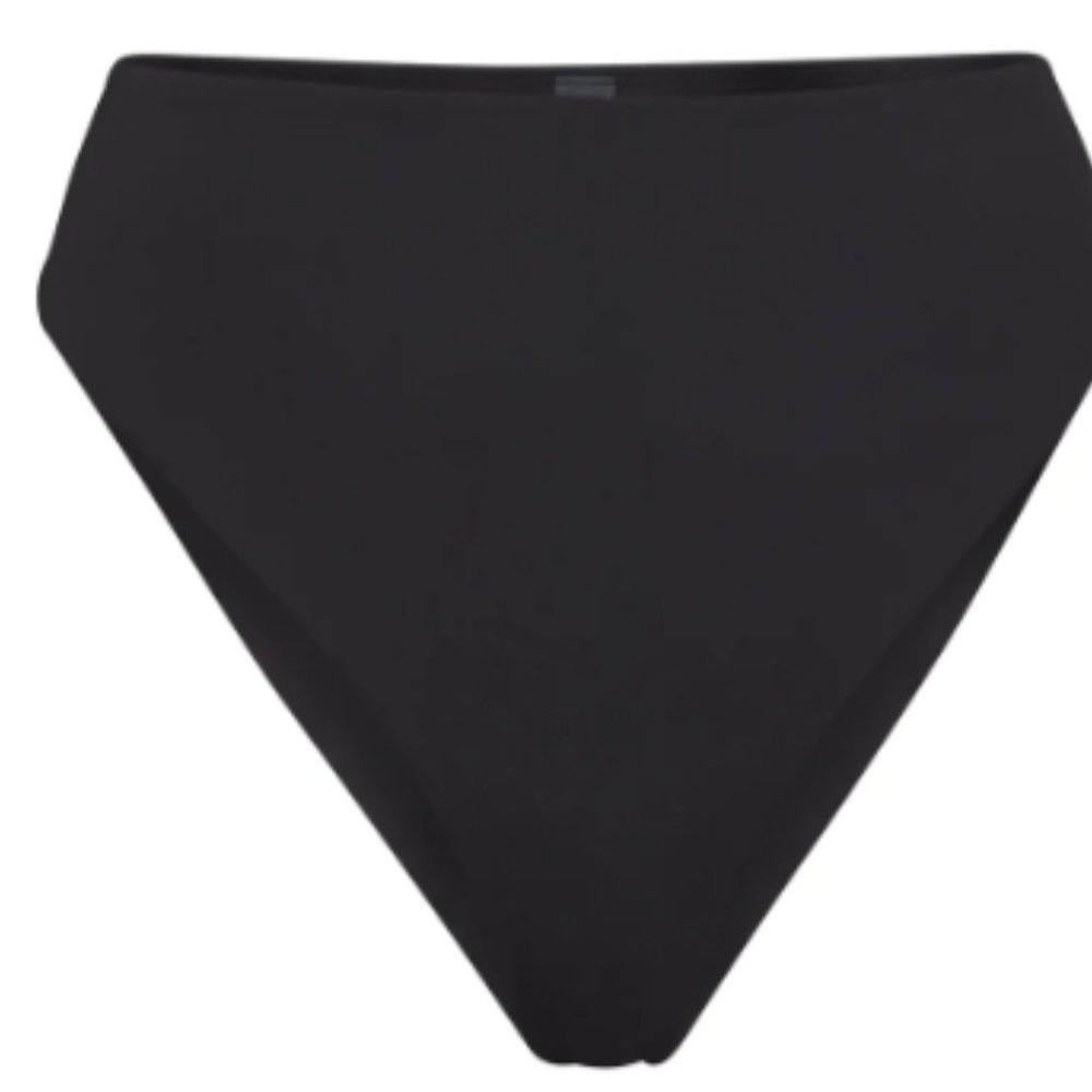 (2356) SKIMS RECYCLED SWIM MID WAIST BOTTOMS - ONYX - M