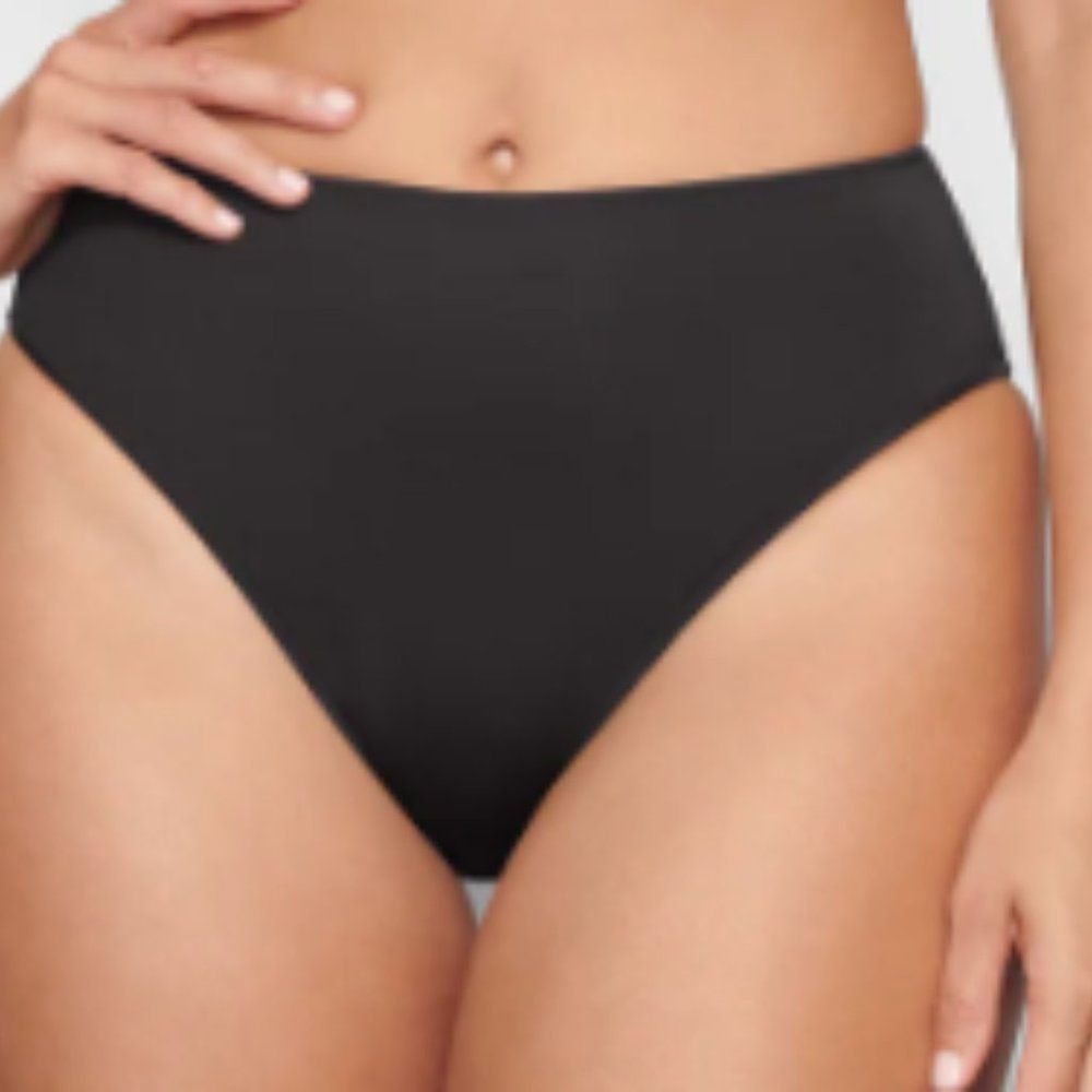 (2356) SKIMS RECYCLED SWIM MID WAIST BOTTOMS - ONYX - M