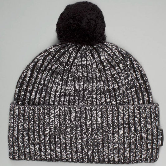 (2312) NWT LLL Women's Textured Fleece-Lined Knit Beanie in Blk/Grey/White/Blk
