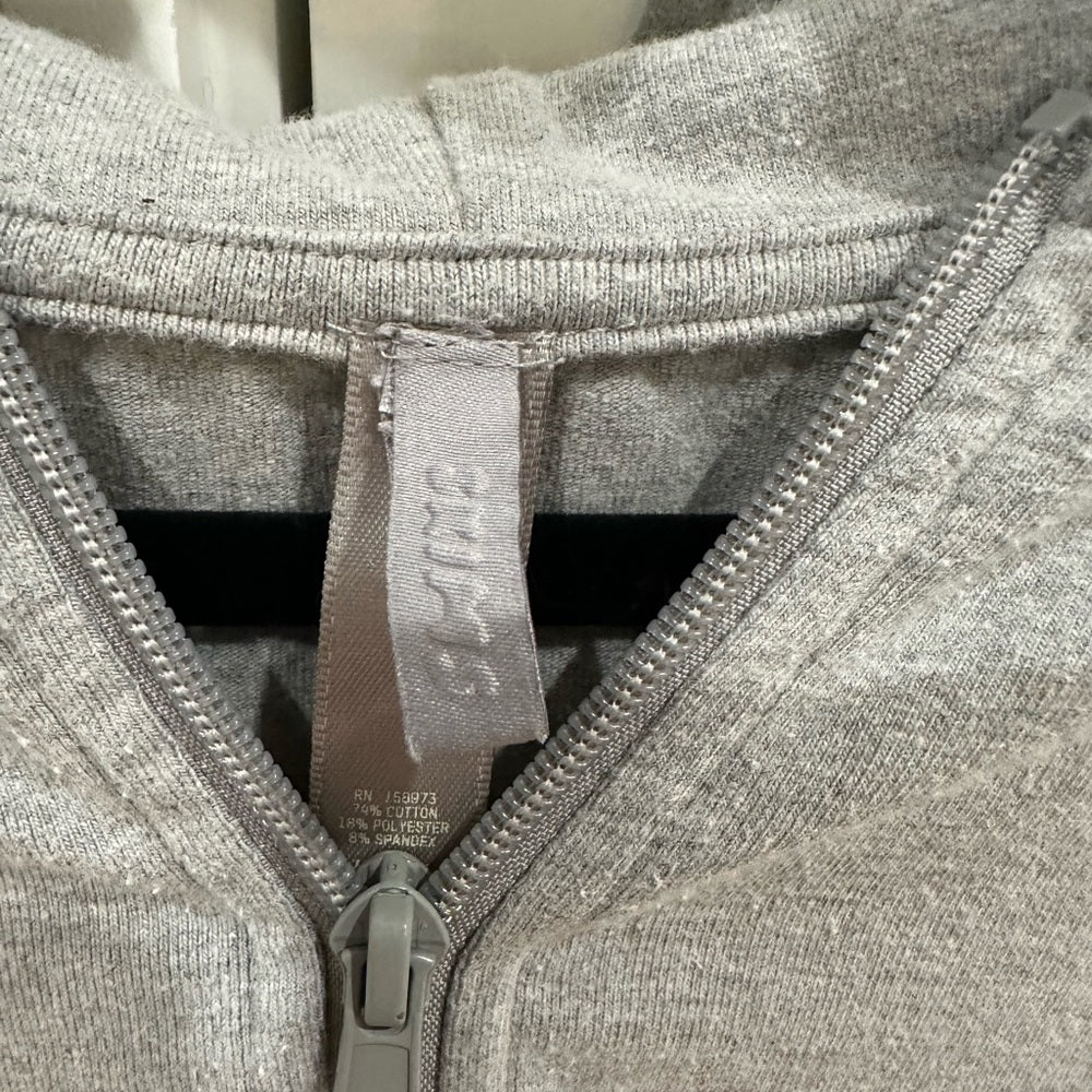 (2167) SKIMS by Kim Kardashian Cotton  Zip Up Hoodie Heather Grey