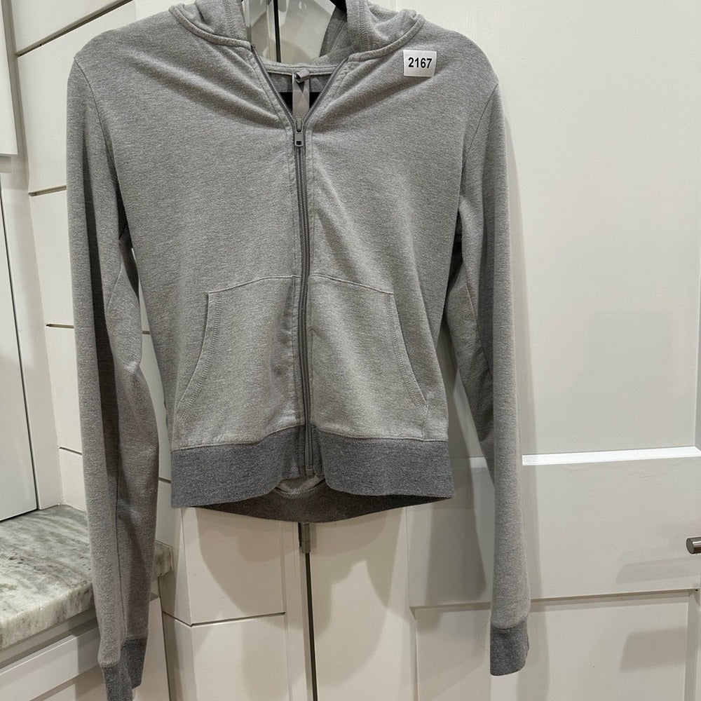 (2167) SKIMS by Kim Kardashian Cotton  Zip Up Hoodie Heather Grey