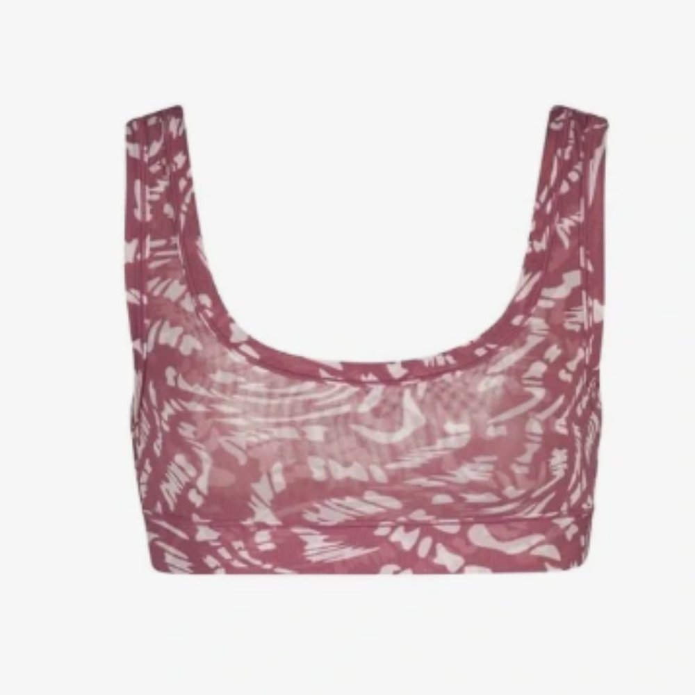 (2398/99) NWT SKIMS SUMMER Mesh Scoop Bra in Raspberry Swirl (SOLD OUT) Sz L