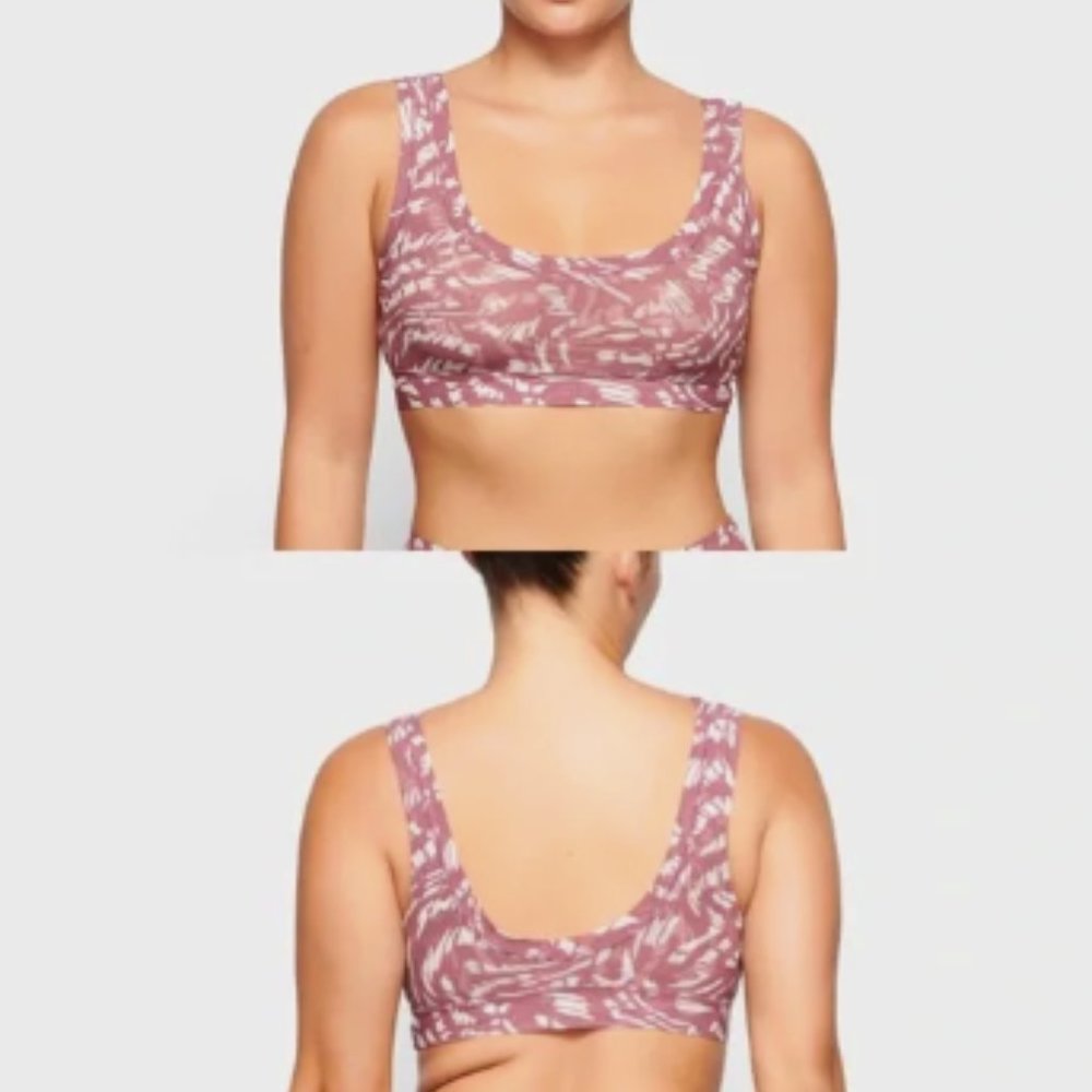 (2398/99) NWT SKIMS SUMMER Mesh Scoop Bra in Raspberry Swirl (SOLD OUT) Sz L