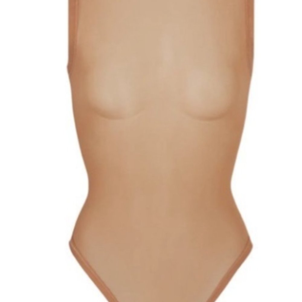 (2405) SKIMS NWT Mock Neck Sleeveless Thong Bodysuit in ONYX Sz S