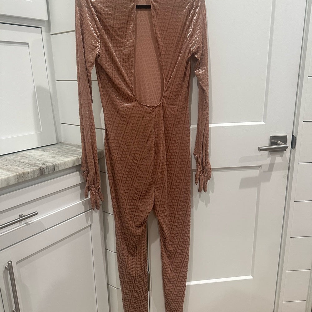 (2409) SKIMS NWT Velvet Logo Stirrup Onsesie Catsuit Sz 2X Jumpsuit in Sienna