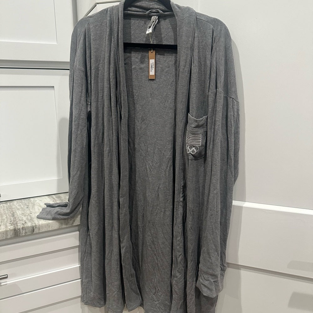 (2417) SKIMS NWT TEAM USA ROBE Olympic in HEATHER GRAY Sz M ** MISSING TIE