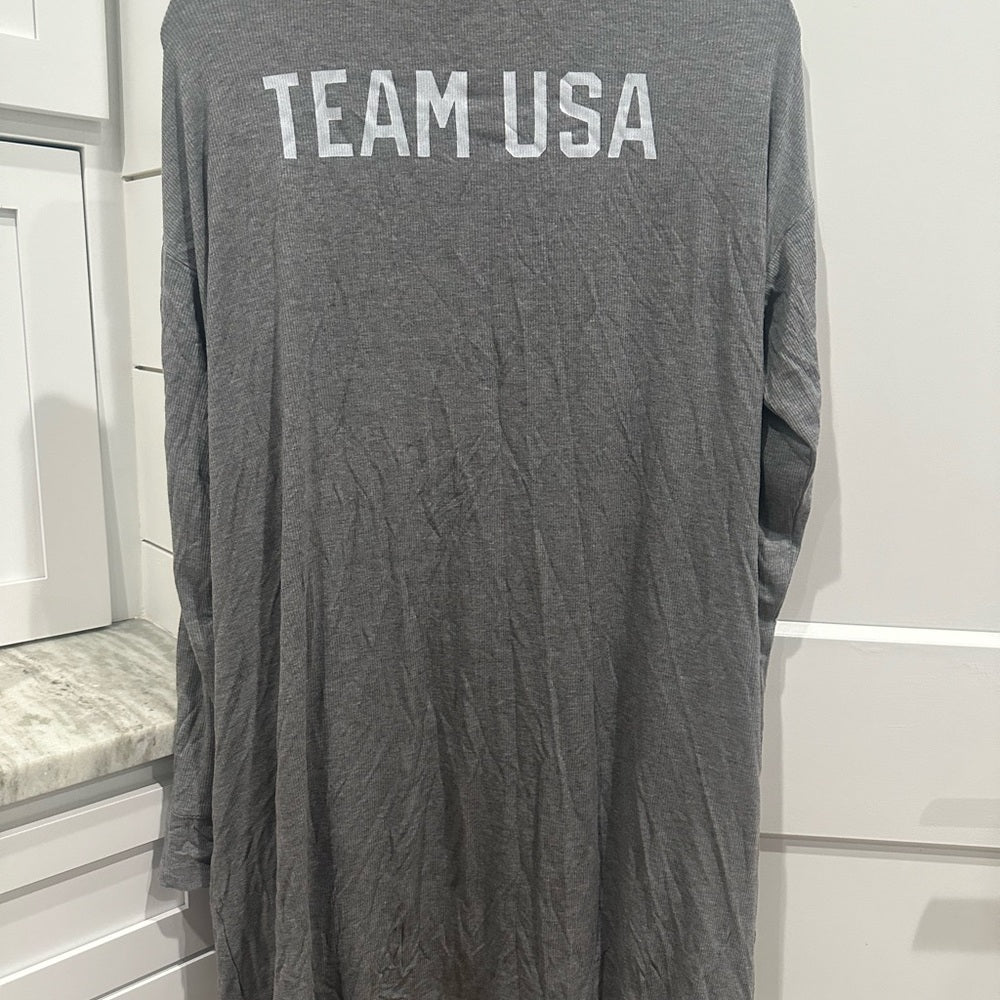 (2417) SKIMS NWT TEAM USA ROBE Olympic in HEATHER GRAY Sz M ** MISSING TIE