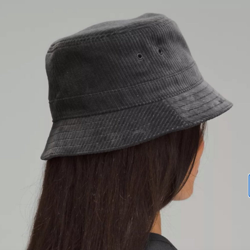 (1981) NWT LULULEMON Corduroy Bucket Hat Wide Wale in BLACK L/XL