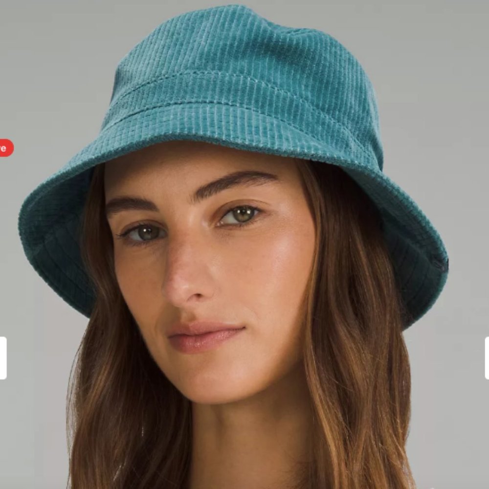 (1982) NWT LULULEMON Corduroy Bucket Hat Wide Wale in Storm Teal L/XL