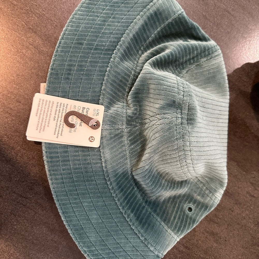 (1982) NWT LULULEMON Corduroy Bucket Hat Wide Wale in Storm Teal L/XL