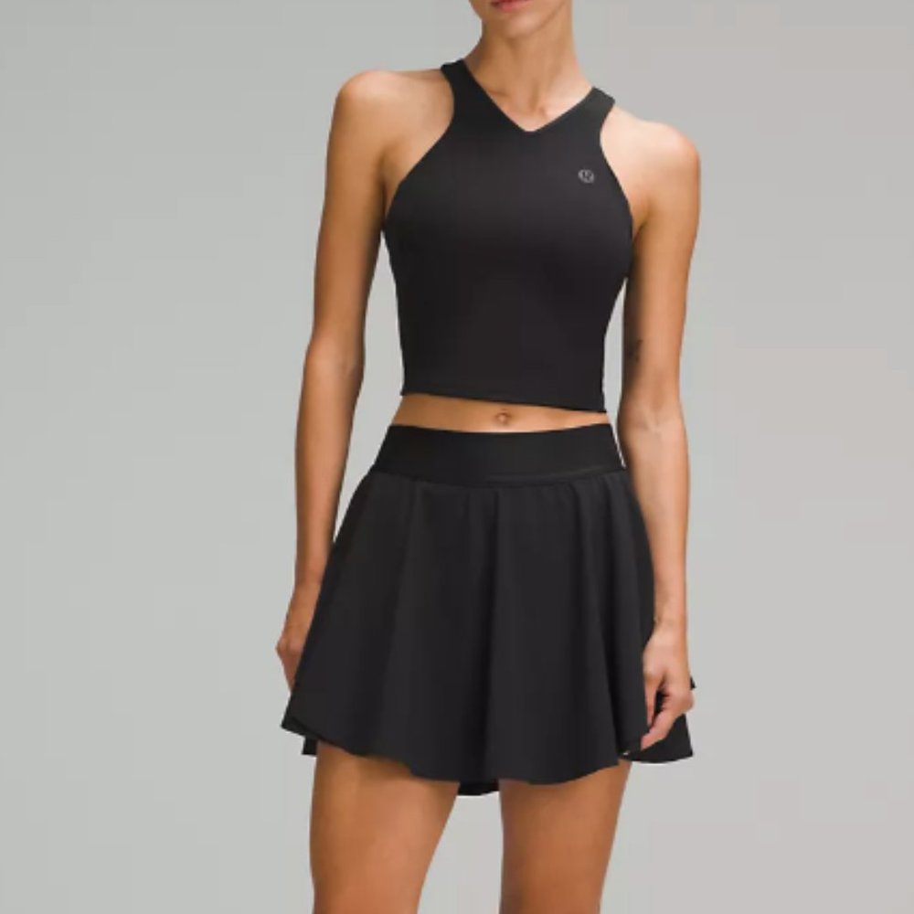 (6564/6562) NWT LULULEMON Cropped V-Neck Tennis Tank Top in BLACK (SOLD OUT) Sz
