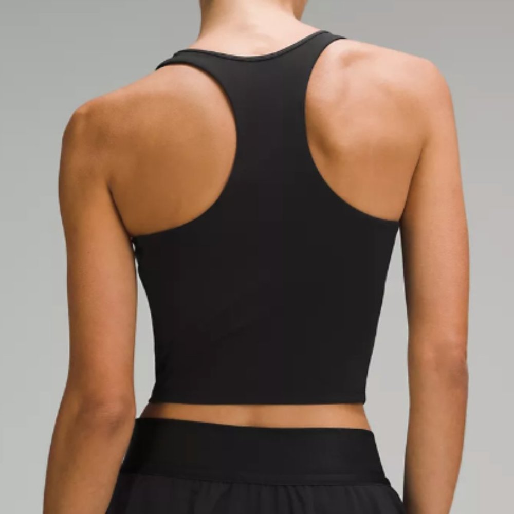 (6564/6562) NWT LULULEMON Cropped V-Neck Tennis Tank Top in BLACK (SOLD OUT) Sz