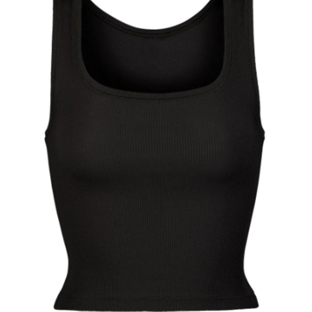 (2421) NWT SKIMS COTTON RIBBED TANK - BLACK Sz S